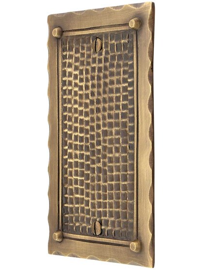 Bungalow Style Single Blank Switch Plate In Antique Brass.